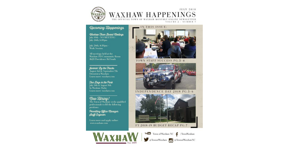 Waxhaw Happenings July 2018