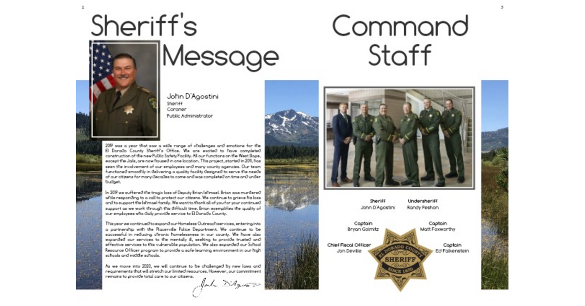 El Dorado County Sheriff s Office 2019 Annual Report Page 5