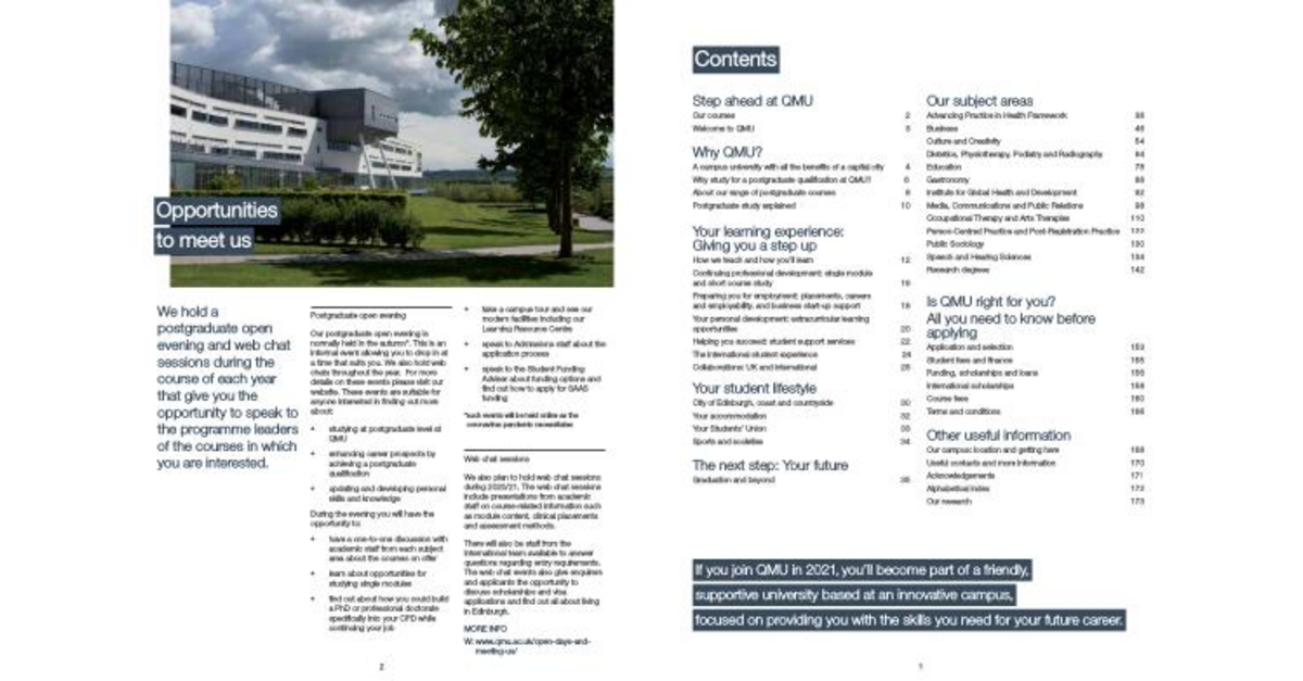 QMU Postgraduate Prospectus 2021 download Page 3