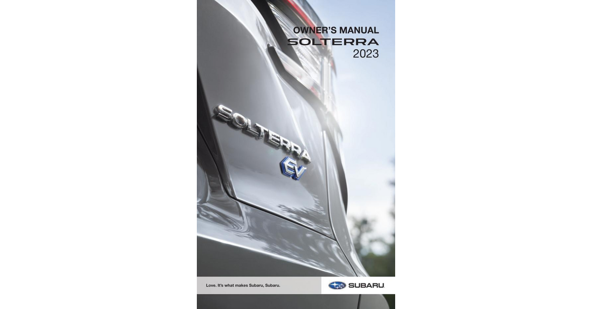 Subaru Solterra Manuals 2023 Solterra Owner's Manual