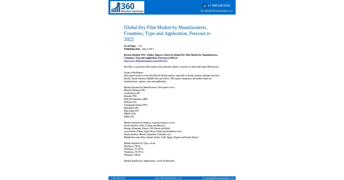 Reports- Dry Film Market Segmentation
