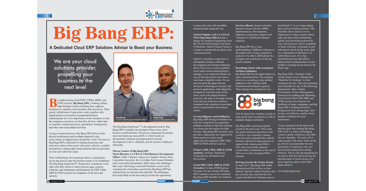 Insights Success Fastest Growing ERP Solution Provider Companies