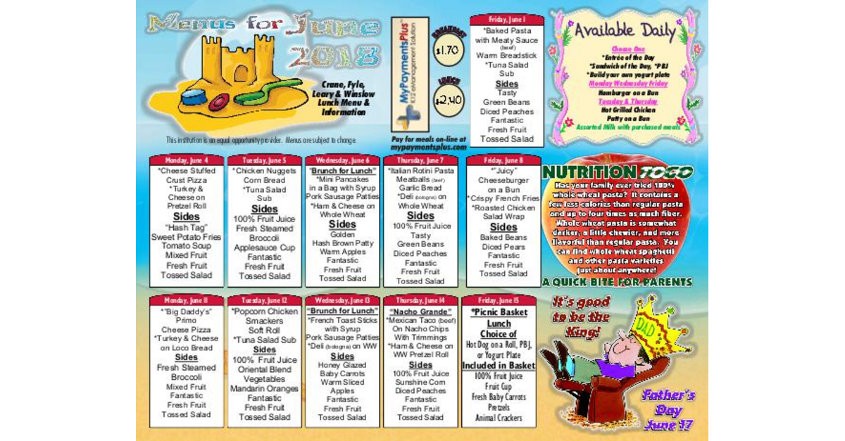 RushHenrietta CSD Elementary Lunch Menu