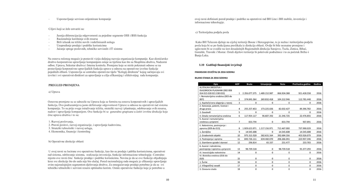Analiza Finansijskih Izvještaja Dioničkog BH Telecom Analiza finansijskih - Page