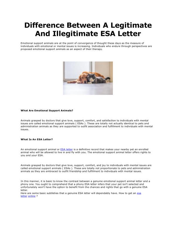 Difference Between A Legitimate And Illegitimate ESA Letter new