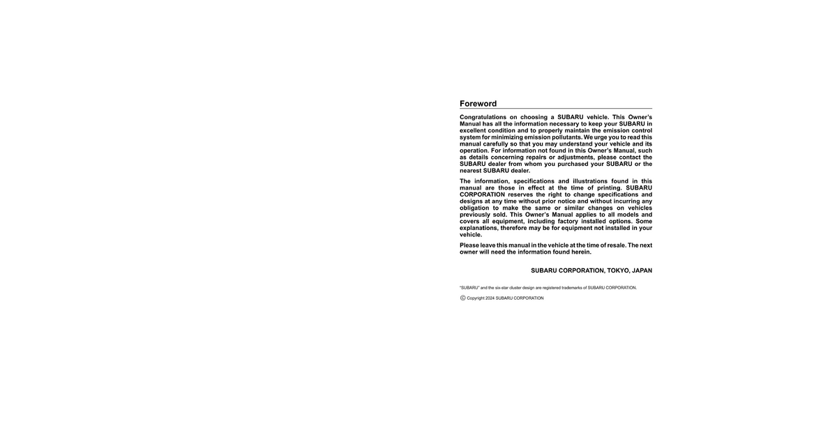 2025 Subaru Crosstrek Owners Manual