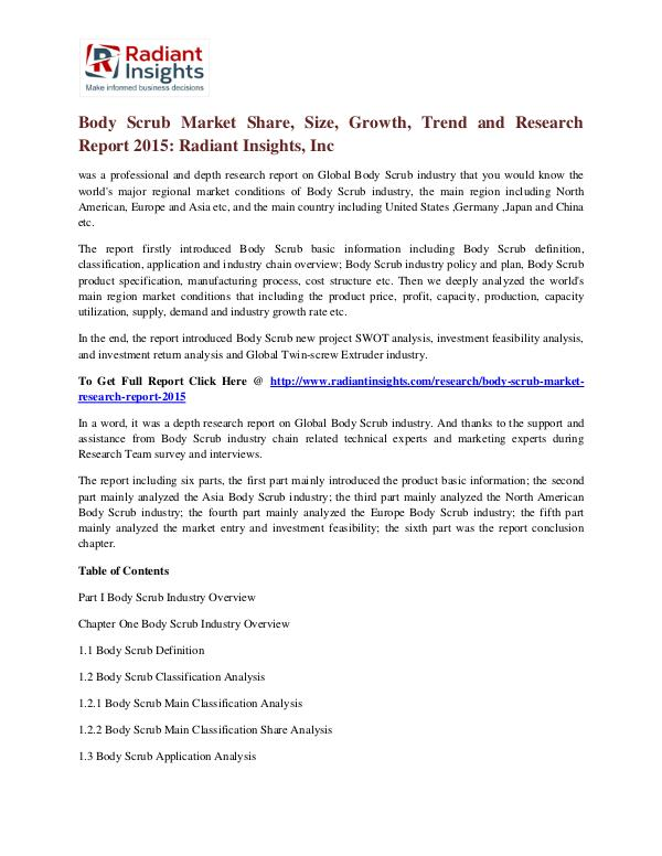 Body Scrub Market Size, Share, Trend, Analysis