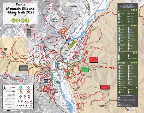 Fernie, BC Summer Hiking & Biking Trail Map 2023